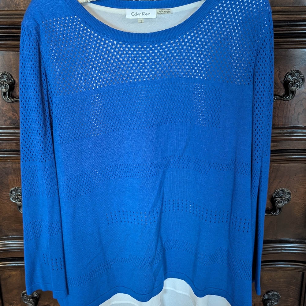 Calvin Klein Royal Blue Mesh Sweater